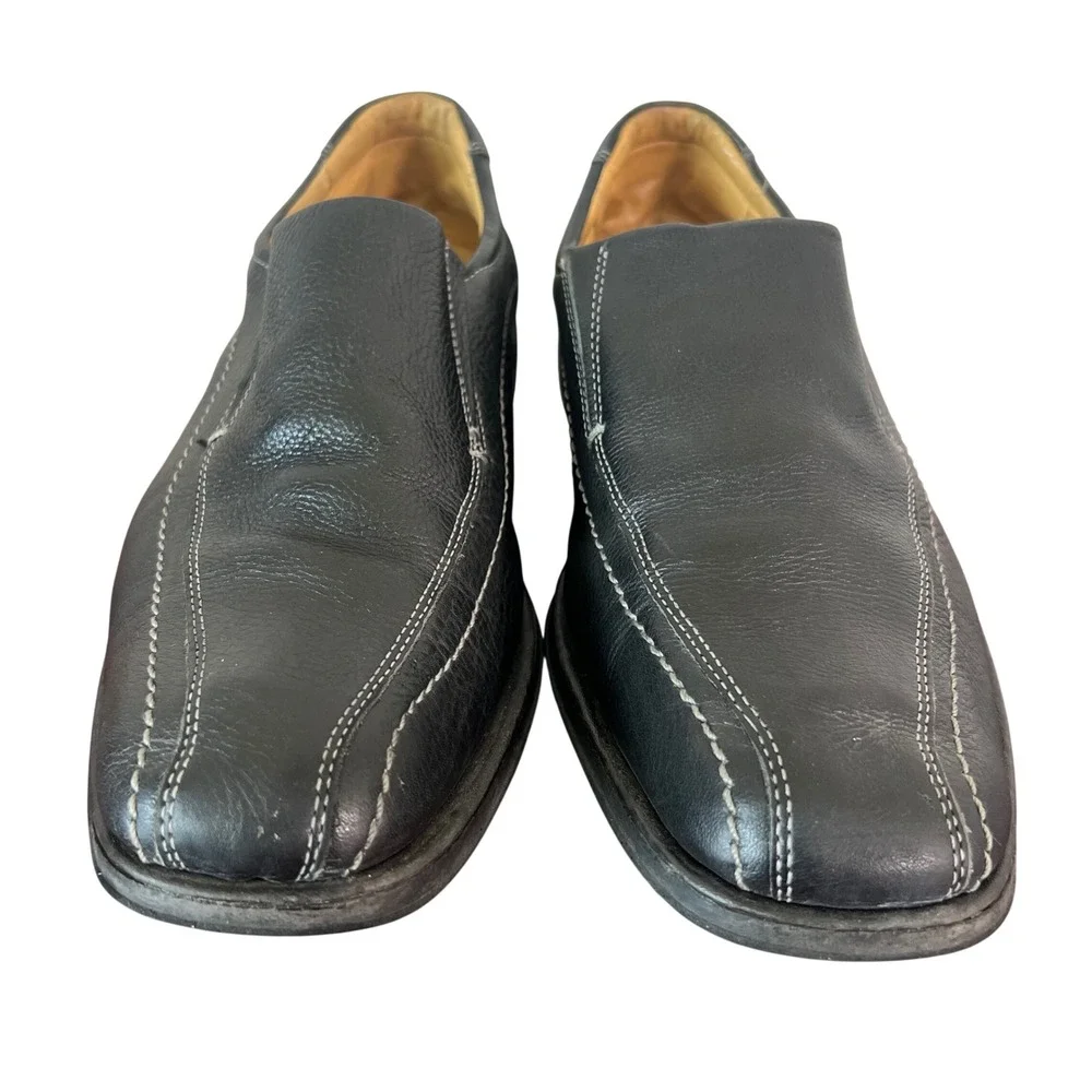Sandro Moscoloni Mens Black Leather‎ Slip On Loafers Square Toe Shoes Size 9.5 D